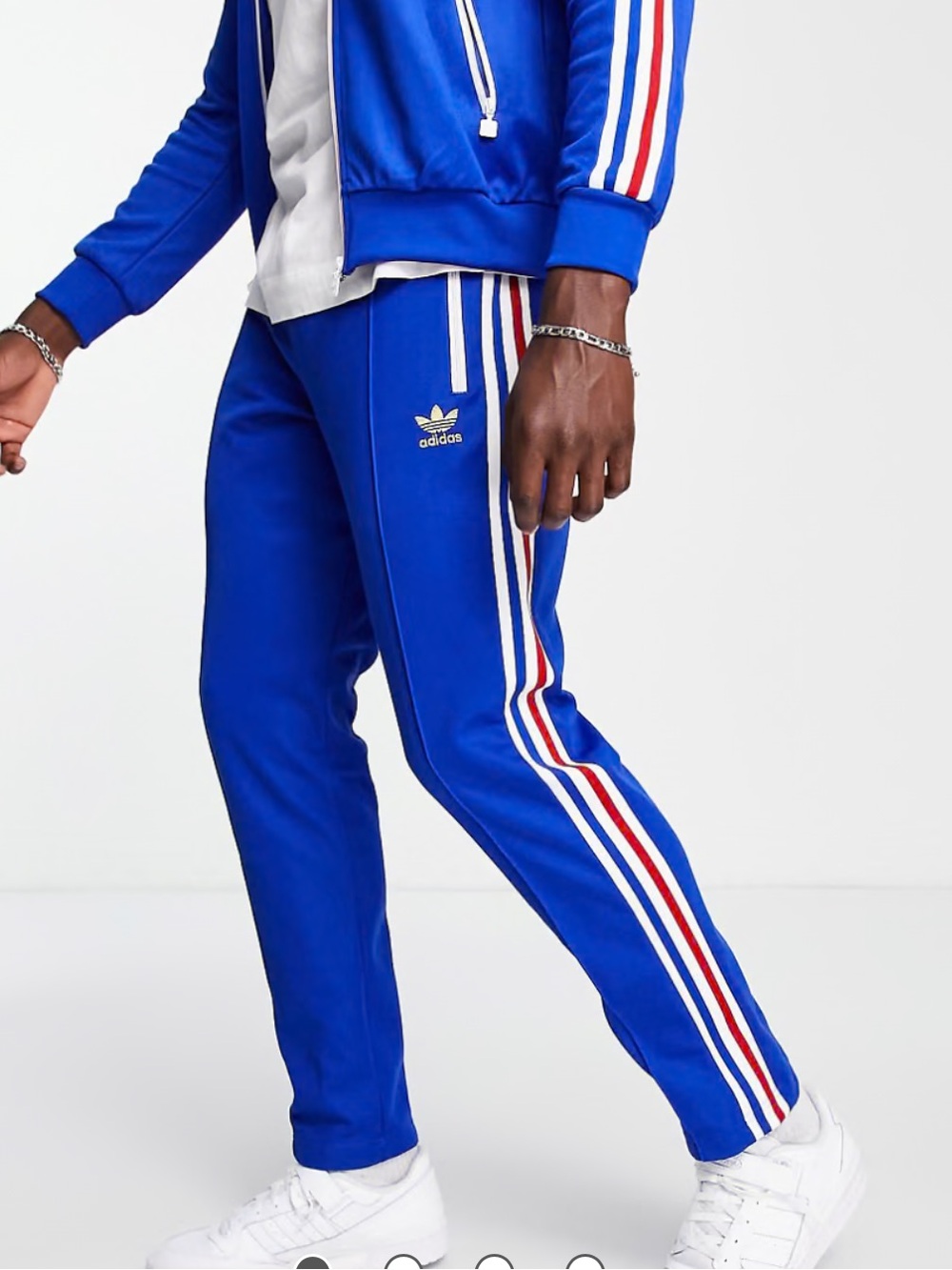 Adidas  Originals three stripe Beckenbauer sweatpants in royal blue M